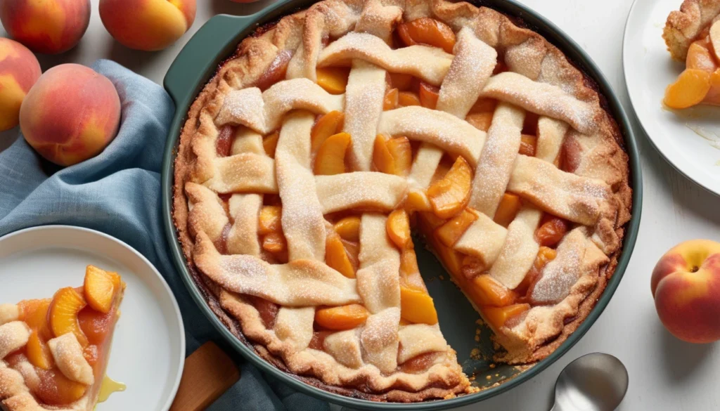 Easy Homemade Peach Cobbler Recipe – Perfect for Any Gathering Bowl of peach cobbler topped with vanilla ice cream and cinnamon
