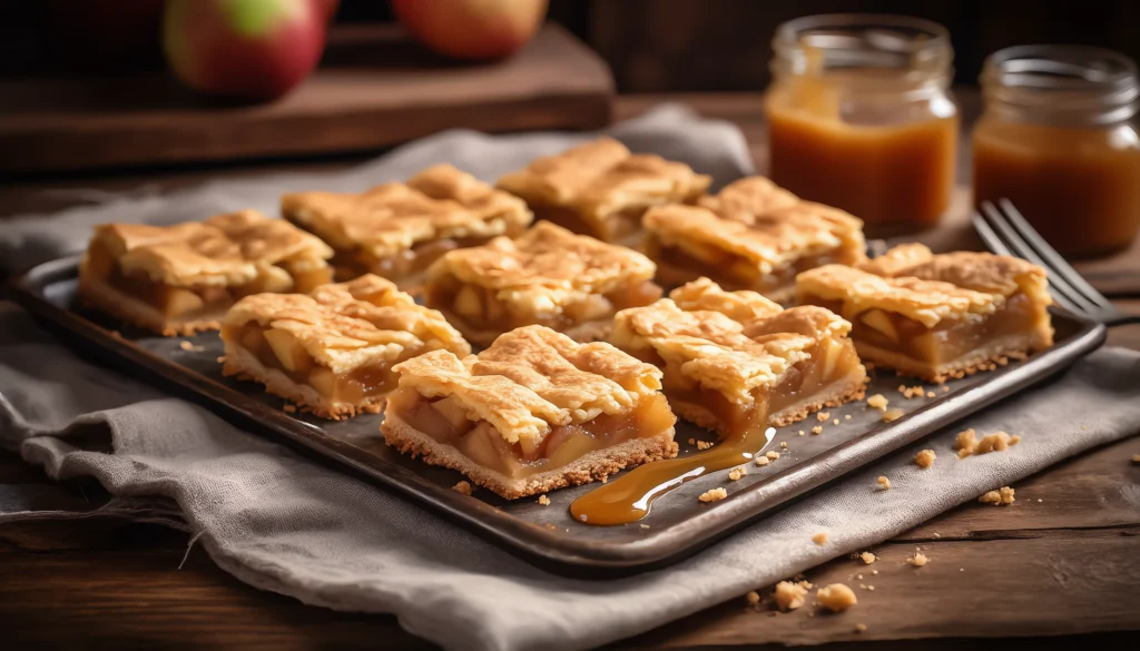 Caramel Apple Pie Bars: A Delicious Fall Treat 3 Close-up of caramel apple pie bars with golden crumb topping and apple filling