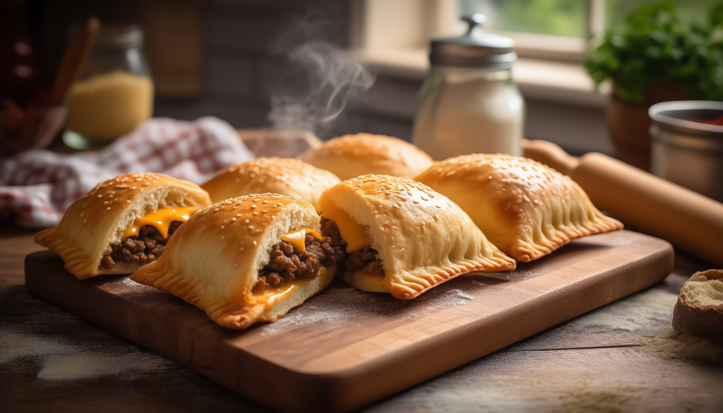 Cheeseburger Pockets – Easy, Cheesy, and Family-Friendly Golden-brown cheeseburger pockets filled with ground beef and melted cheese