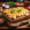 Cheesy Mexican tortilla casserole topped with fresh cilantro and jalapeños