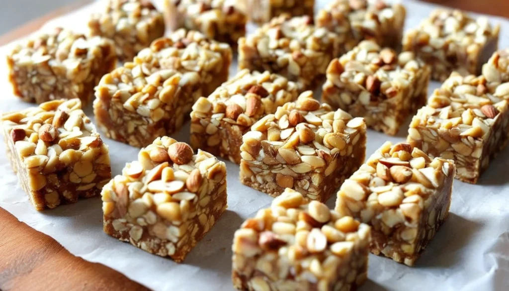 No Bake Payday Nut Squares – Sweet, Salty & Irresistible No-bake payday nut squares topped with salted peanuts and caramel drizzle