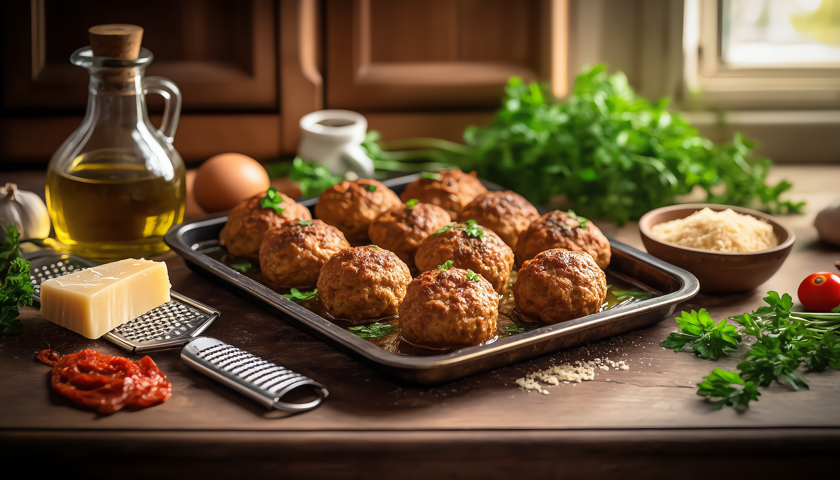 16x9 generate image for this recipe S 2 1 Sun-Dried Tomato and Ricotta Turkey Meatballs: A Flavorful Twist on a Classic Favorite easy recipe