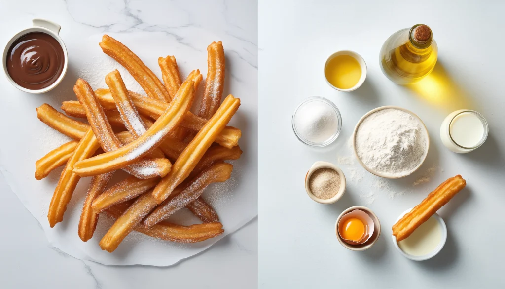 Funnel Cake Fries: irresistible Twist on a Classic Snack 2 Stack of funnel cake fries sprinkled with powdered sugar and served with dipping sauce