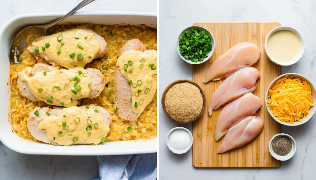 Baked Cream Cheese Chicken: A Comforting Recipe You’ll Love 2 Creamy baked chicken with melted cream cheese and herbs in a casserole dish