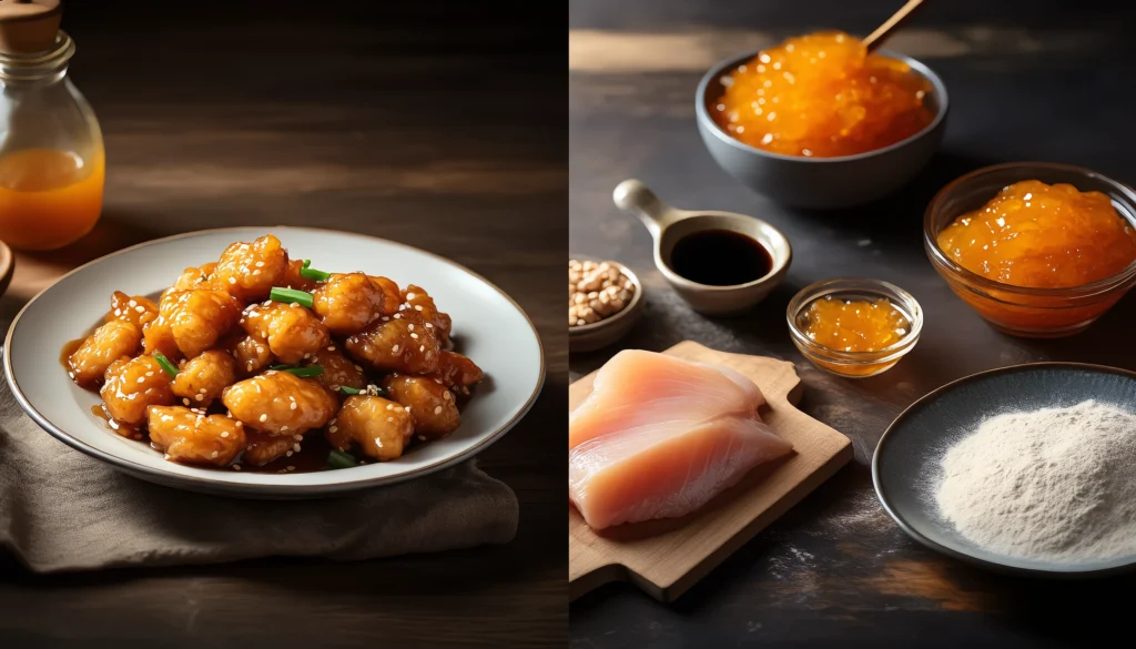 3-Ingredient Orange Chicken: A Simple Delight 3 : Crispy orange chicken pieces coated in a glossy sweet and tangy sauce