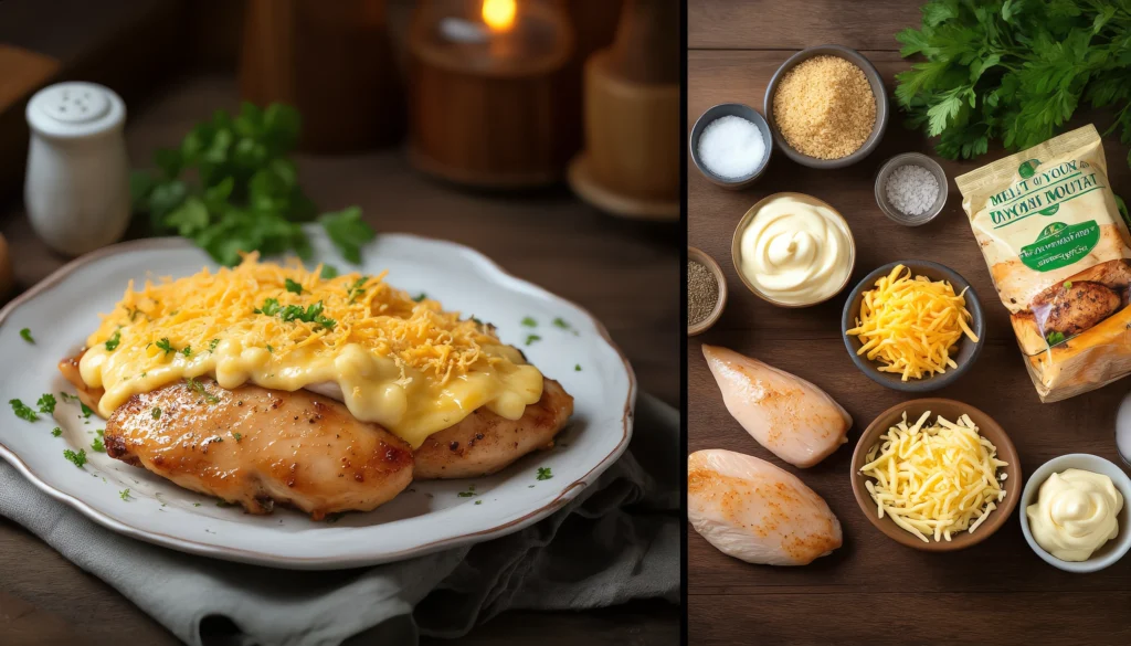 Moist & Tender Melt in Your Mouth Chicken – Ready in 30 Minutes Close-up of melt-in-your-mouth chicken with golden crispy topping and herbs