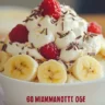 Banana Split Fluff dessert topped with whipped cream and cherries