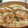 Delicious Chicken Scampi with Garlic Parmesan Rice on a plate