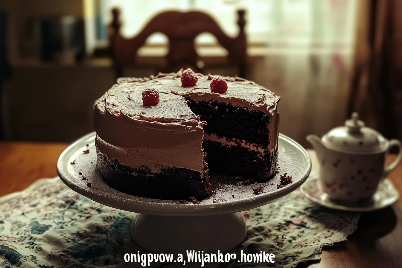 Deliciously moist chocolate buttermilk cake with chocolate frosting