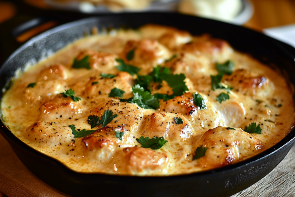 Texas Roadhouse Butter Chicken Skillet – Easy & Flavor-Packed : Texas Roadhouse-style butter chicken served in a skillet with herbs on top