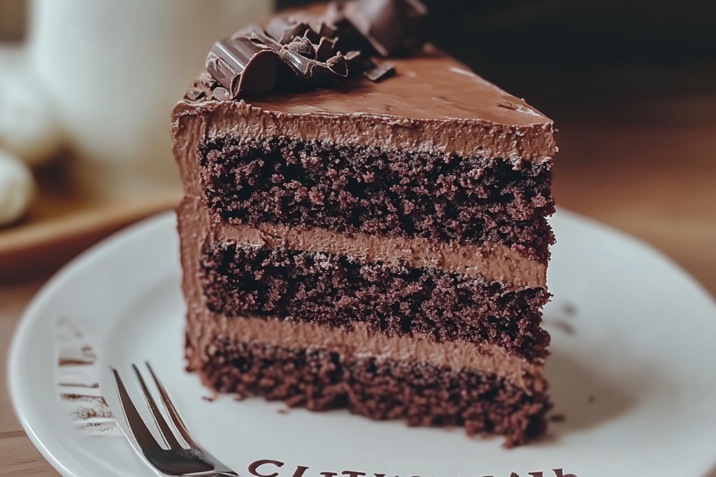 Decadent Chocolate Buttermilk Cake Recipe – A Classic Favorite-17ab-4ab1-84c7-dc3e336aa972 Sliced chocolate buttermilk cake on a plate with creamy frosting
