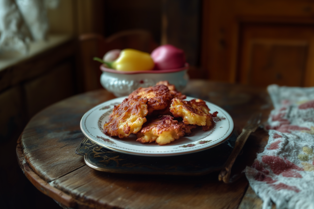 Rhubarb Fritters – A Sweet and Tart Treat Everyone Will Love-0e87-4bfc-a0dd-37473cf6571d Golden rhubarb fritters dusted with powdered sugar on a dessert plate