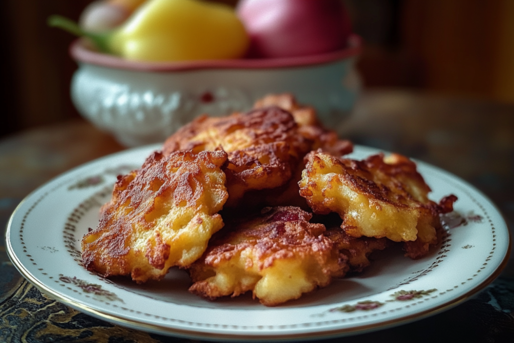 Sweet & Tart Rhubarb Fritters – A Fresh Dessert Twist-36a6-4a82-94a9-677d02810ea5 Homemade rhubarb fritters glazed with sugar and stacked on a serving tray