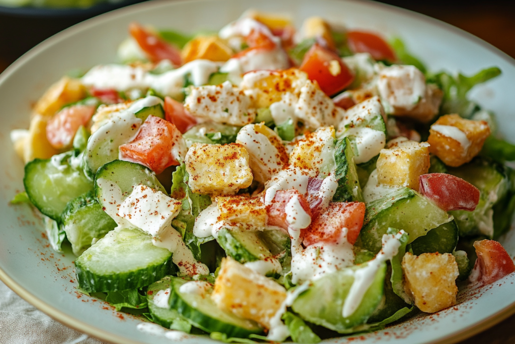 Easy Cucumber Ranch Salad – A Summer Favorite-6521-43af-ae98-7c0f35e706ee Fresh cucumber crack salad tossed in ranch dressing with cheese and bacon