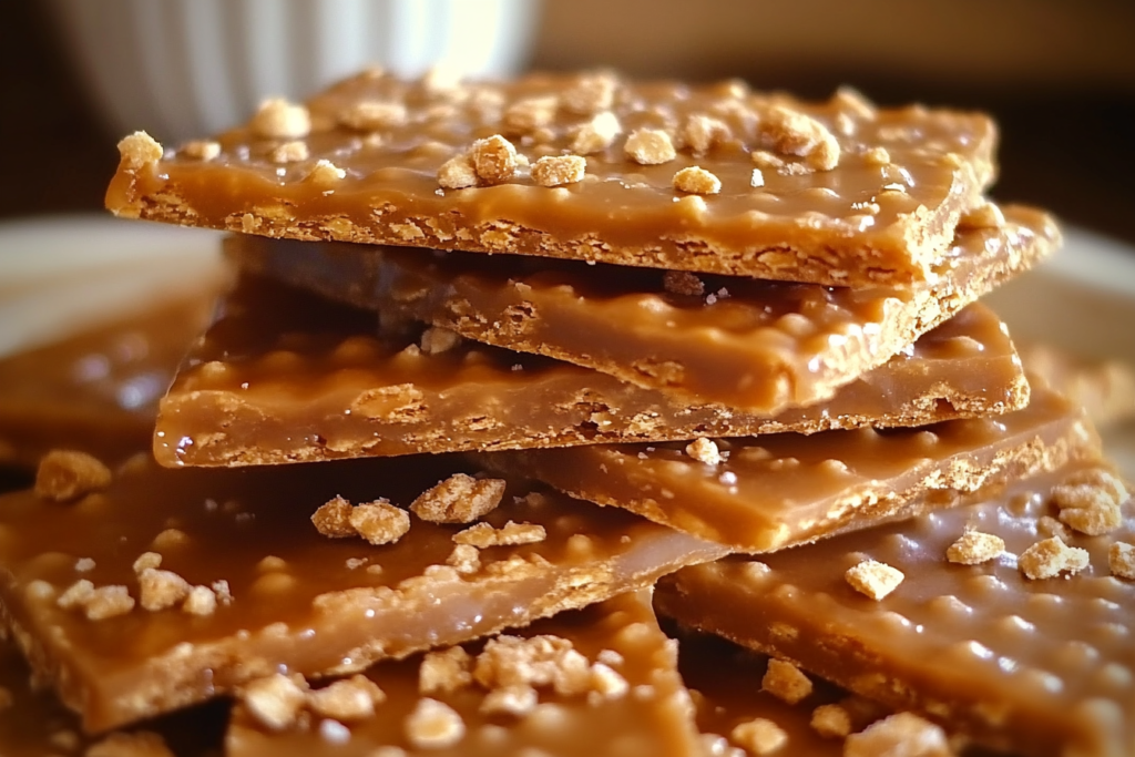 Homemade Graham Cracker Toffee – Crunchy, Chocolatey BlissSimple ingredients, big flavor! This graham cracker toffee is always a hit. Broken pieces of homemade graham cracker toffee with chocolate and pecans