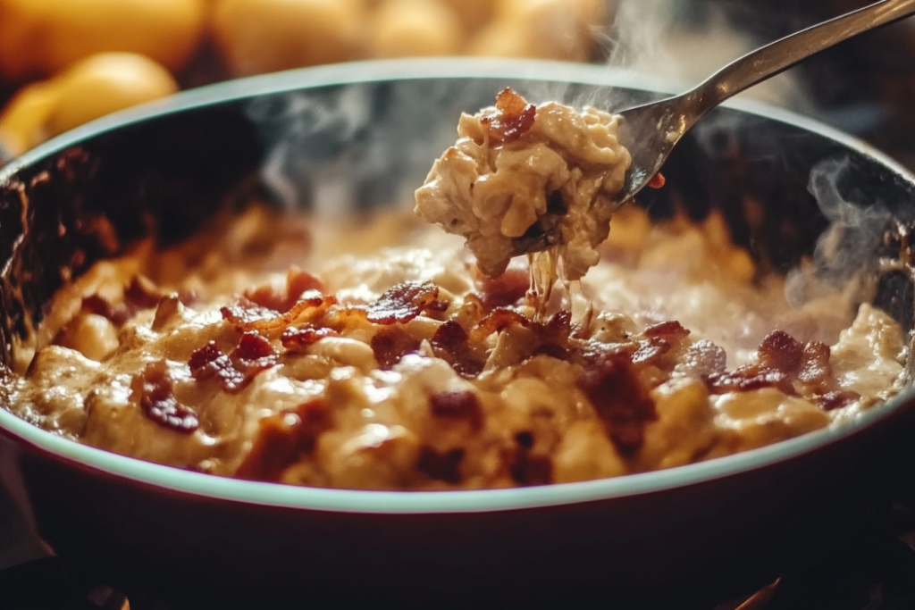 Chicken Bacon Crunch Casserole – Creamy, Cheesy, and Crispy! Chicken bacon crunch casserole with a golden crispy topping in a baking dish