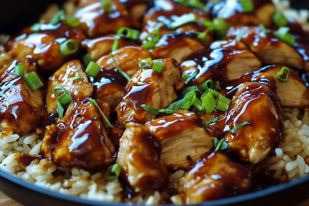Easy Honey BBQ Chicken & Rice Skillet – Dinner in One Pan-Ski_01b64c2b-f1fc-4a63-9b59-1c3685ff809f Honey BBQ chicken and rice cooked in a skillet with a rich glaze