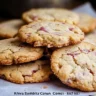 Rhubarb Shortbread Cookies on a plate, showcasing their delicious texture.