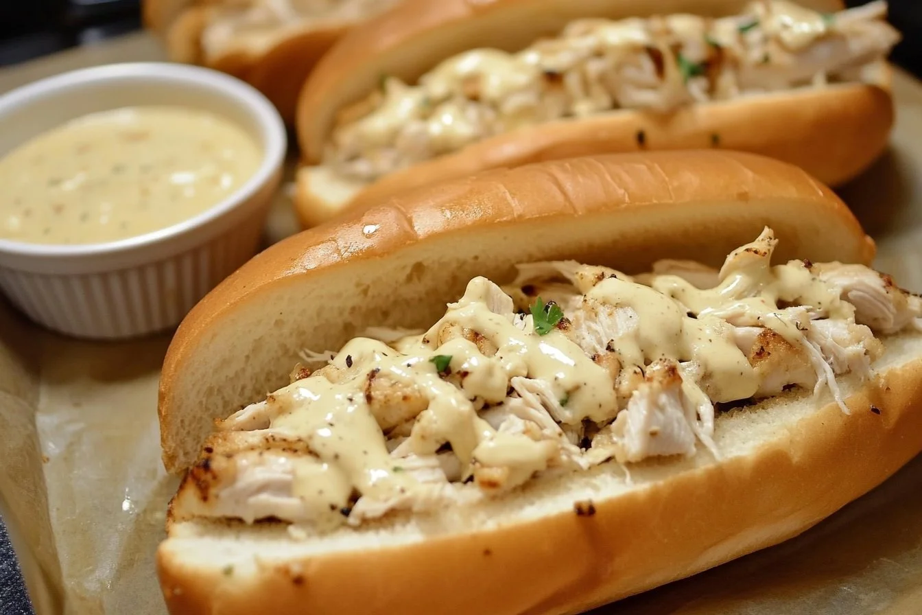 Delicious White BBQ Chicken Subs with juicy chicken and fresh toppings
