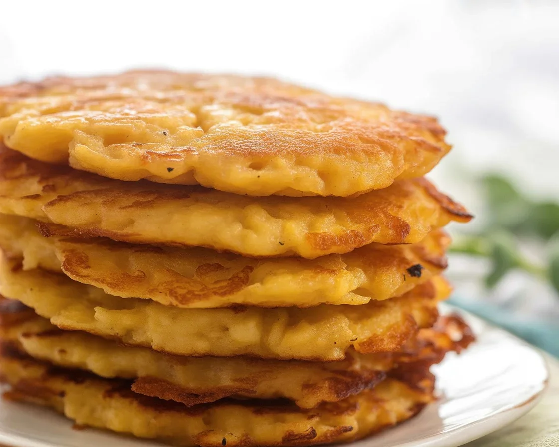 Delicious low-carb cauliflower hash browns served on a plate, crispy and golden.