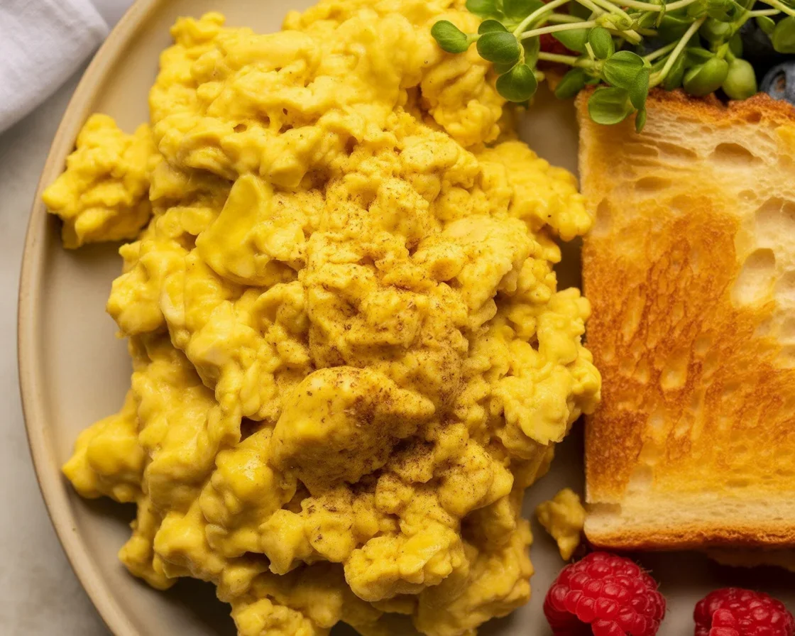 Colorful tofu scramble with turmeric, sautéed veggies, and spices for a healthy vegan meal.