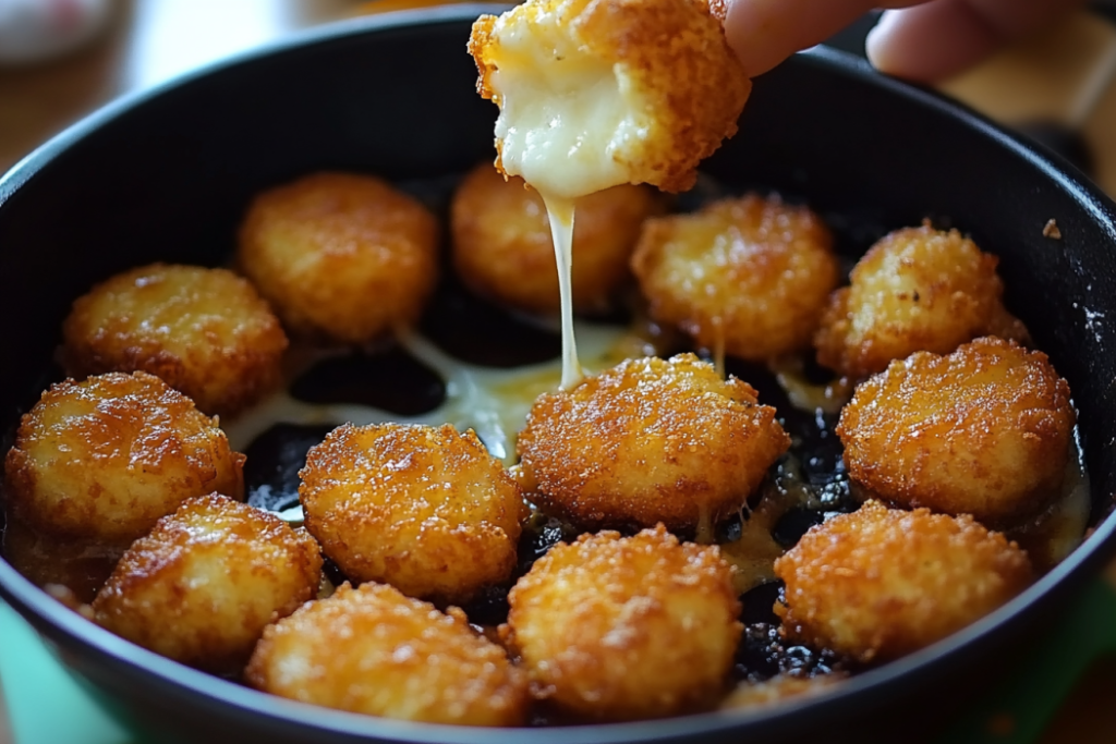 Quick & Easy Fried Cheese Bites Recipe – A Party Favorite Bite-sized fried cheese balls with herbs and marinara dip on the side
