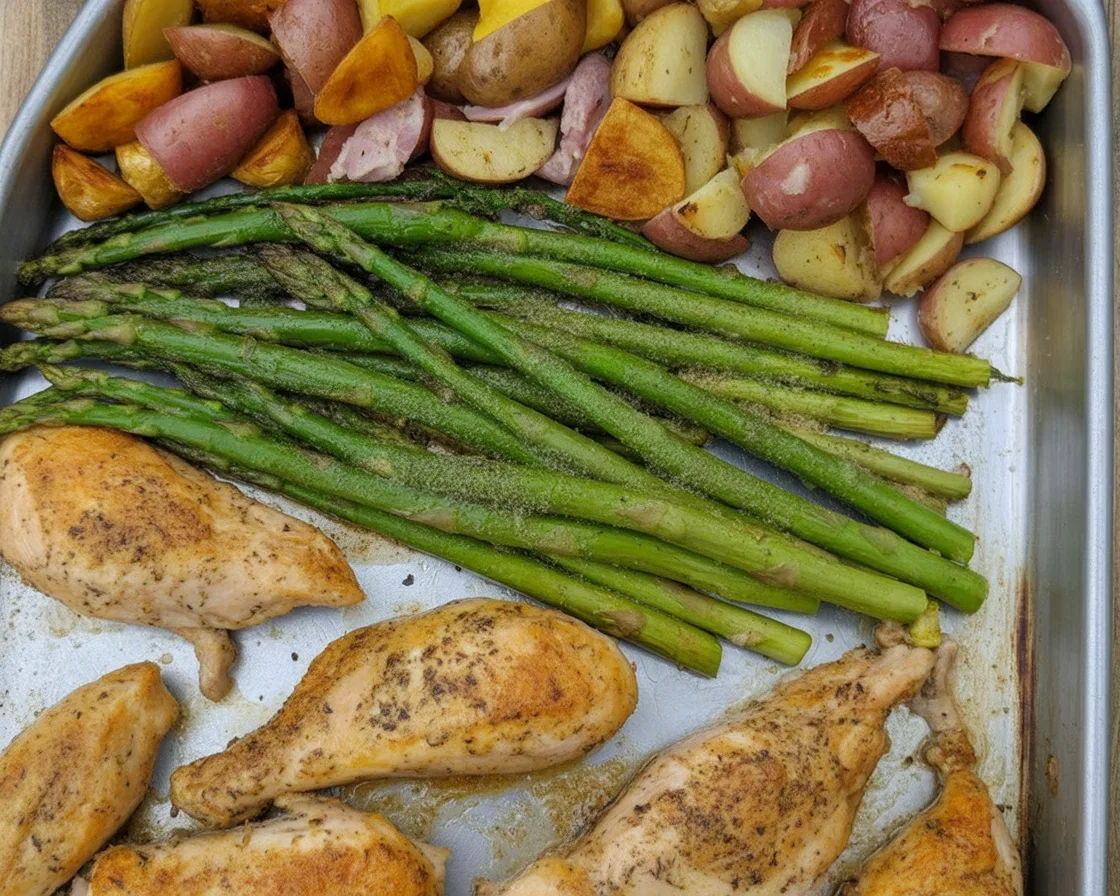 Garlic Parm Chicken and Asparagus Sheet Pan Dinner