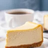 Classic New York style cheesecake made with cream cheese and a graham cracker crust