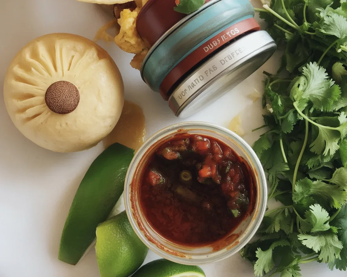 Delicious breakfast tacos filled with scrambled eggs and topped with homemade salsa.
