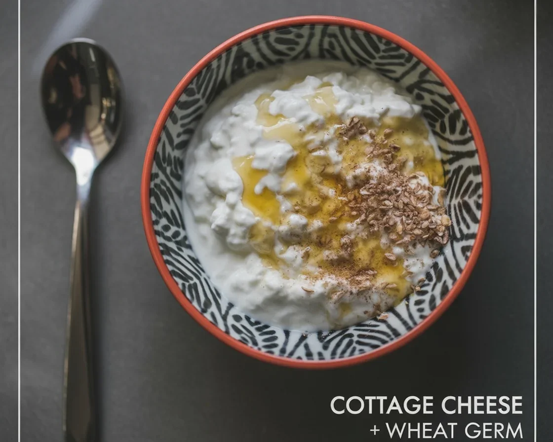 Delicious cottage cheese with pineapple and flaxseed served in a bowl