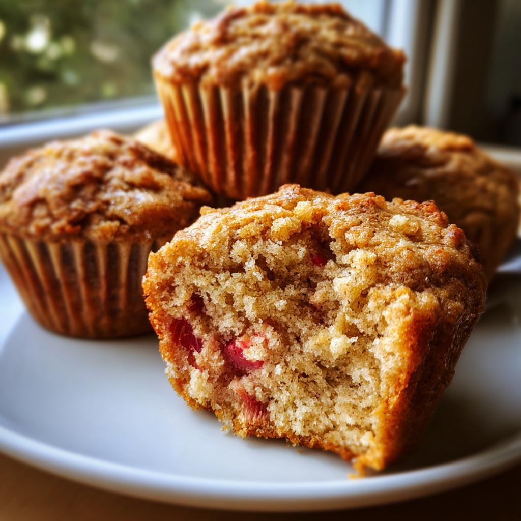 Devastatingly Delicious Cinnamon Rhubarb Muffins 4 cinnamon rhubarb muffins sour cream - detail 1