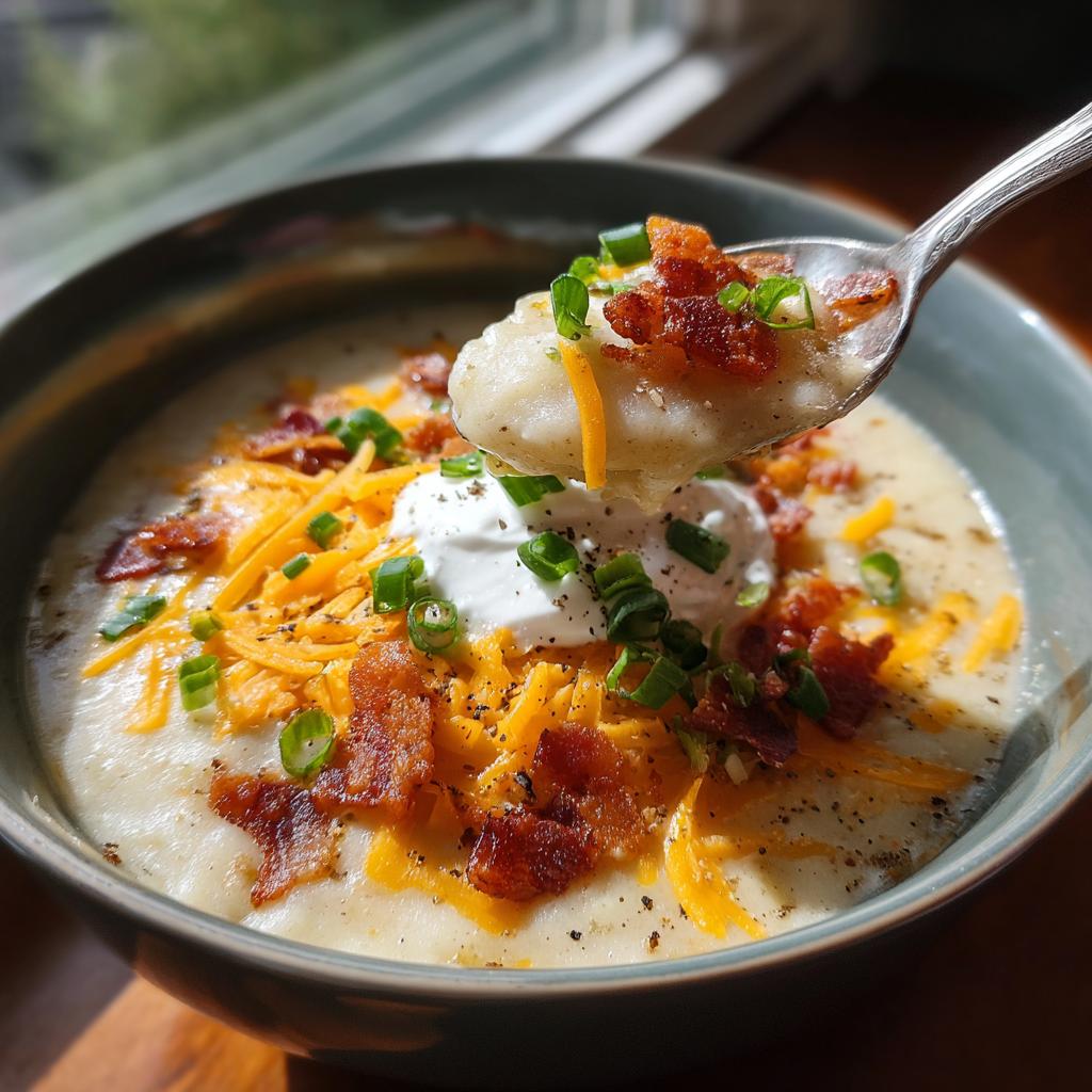 Crockpot Potato Soup: A Comforting 6-Hour Dish 4 crockpot loaded potato soup with frozen hashbrowns - detail 1
