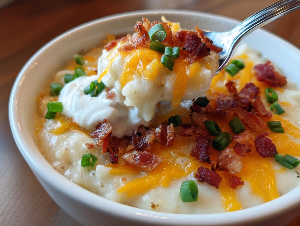 Crockpot Potato Soup: A Comforting 6-Hour Dish 5 crockpot loaded potato soup with frozen hashbrowns - detail 2