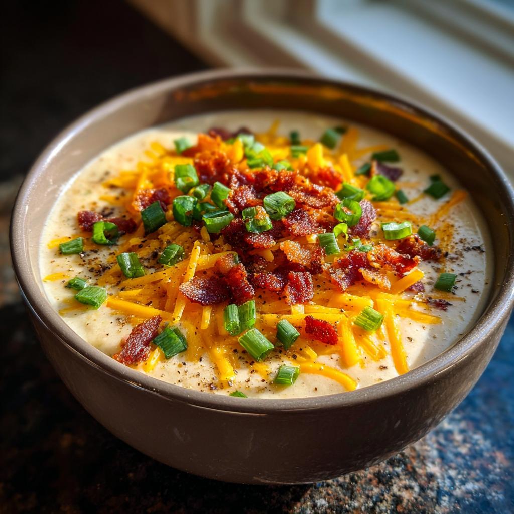 loaded baked potato soup with instant potatoes - detail 1