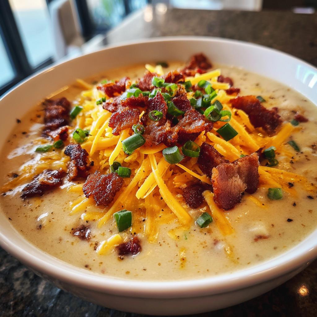 loaded baked potato soup with instant potatoes - detail 2
