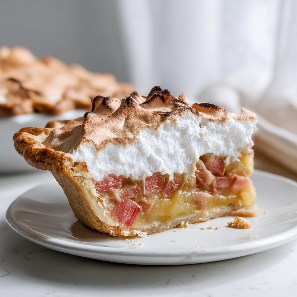 rhubarb custard pie with meringue - detail 1