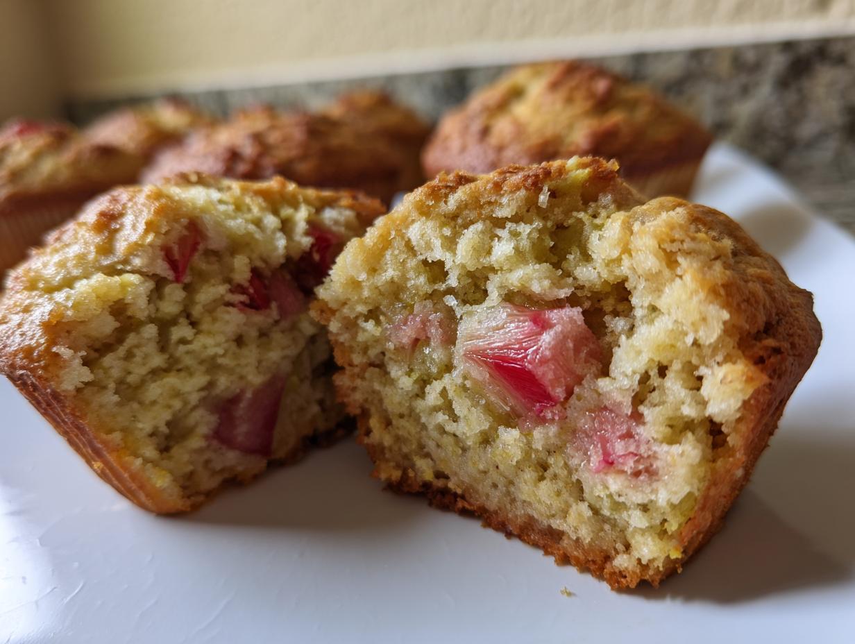 Incredibly Moist Rhubarb Muffins Using Sour Cream