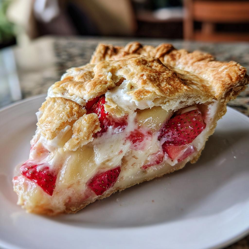strawberry rhubarb custard pie recipe - detail 1