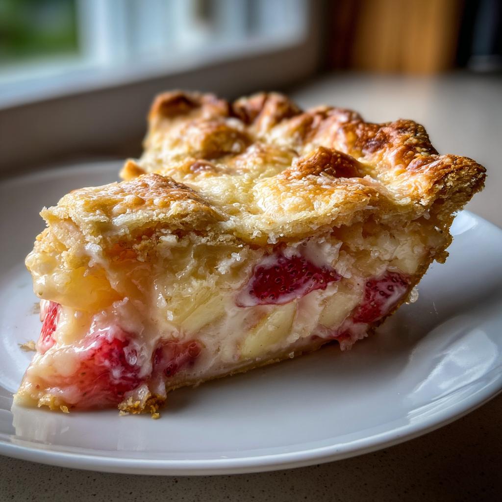 strawberry rhubarb custard pie recipe - detail 2